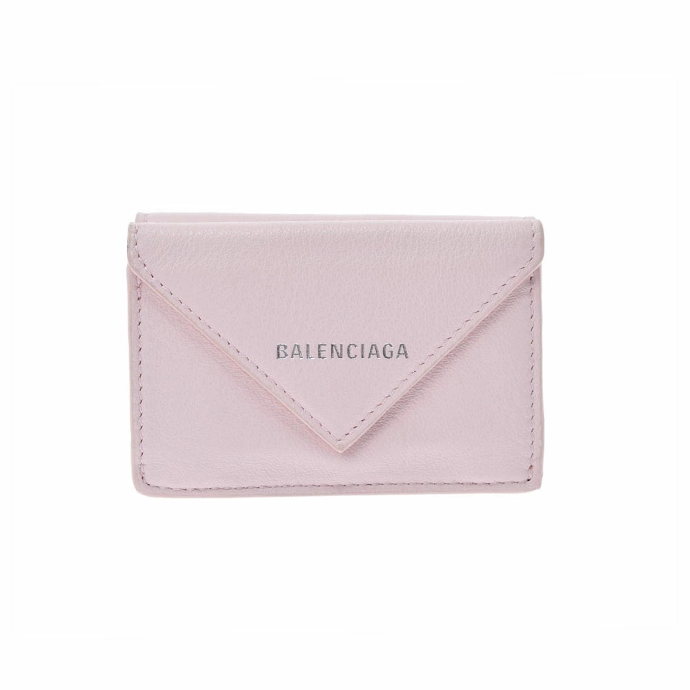 BALENCIAGA Paper Wallet Pink Leather Tri fold